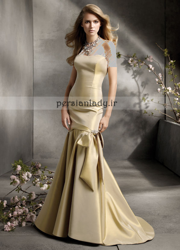 لباس عروس طلایی شیک
