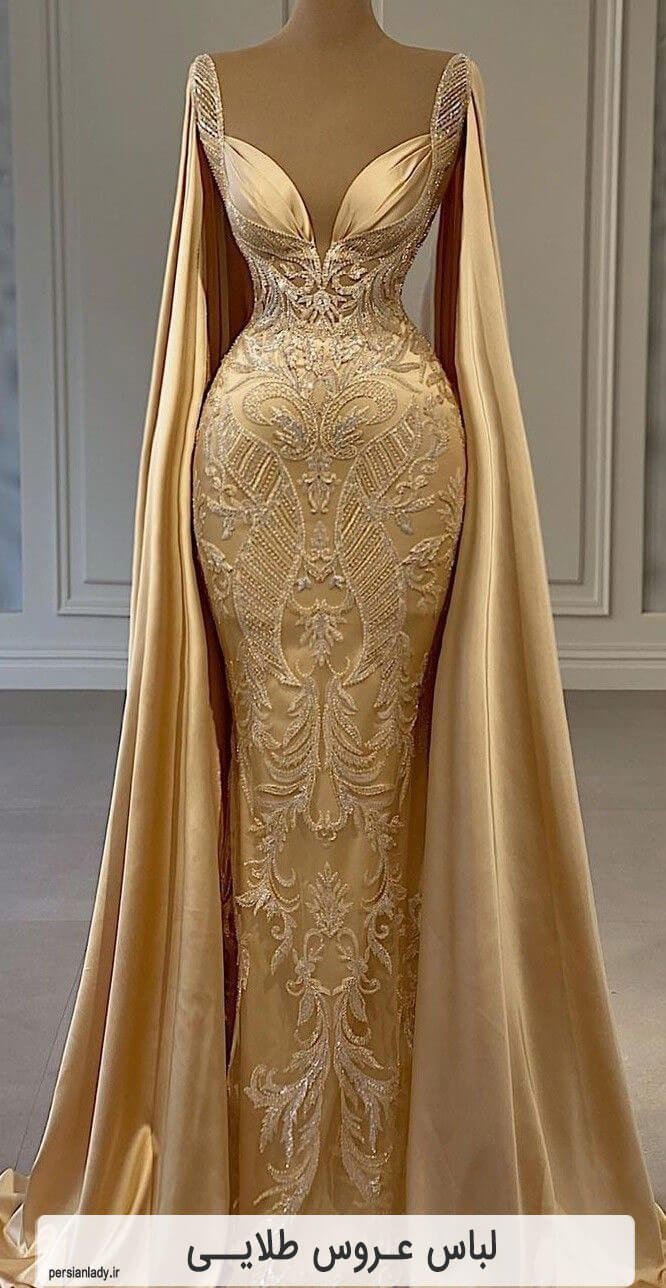 لباس عروس شنی طلایی