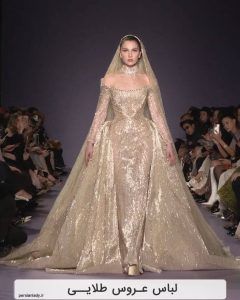 لباس عروس سفید و طلایی