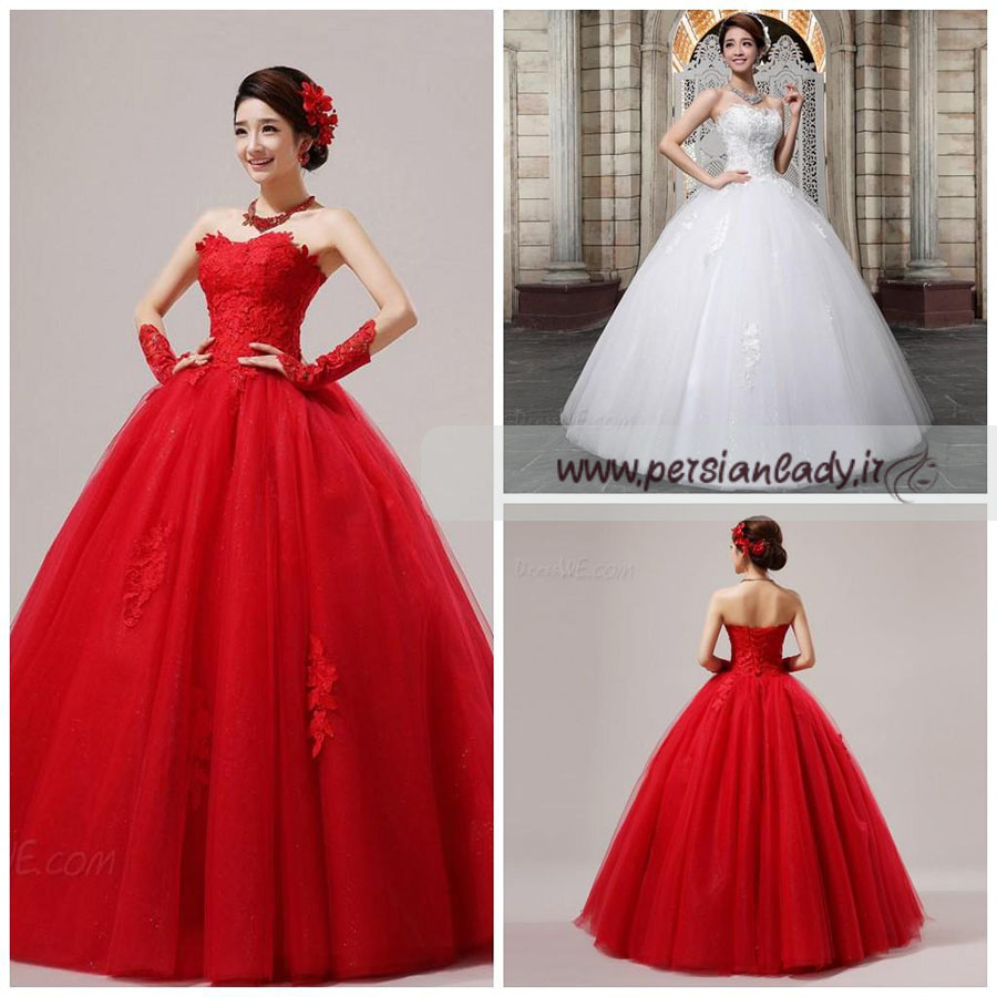 2015-red-wedding-dresses-lace-ball-gown-strapless