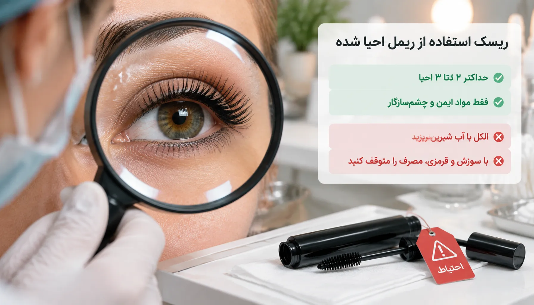چگونه ریمل خشک شده را درست کنیم؟راهنمای ۷ روش احیا، از آب جوش تا مایع لنز + نگهداری صحیح