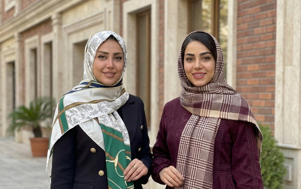 شال و روسری با مانتو کوتاه