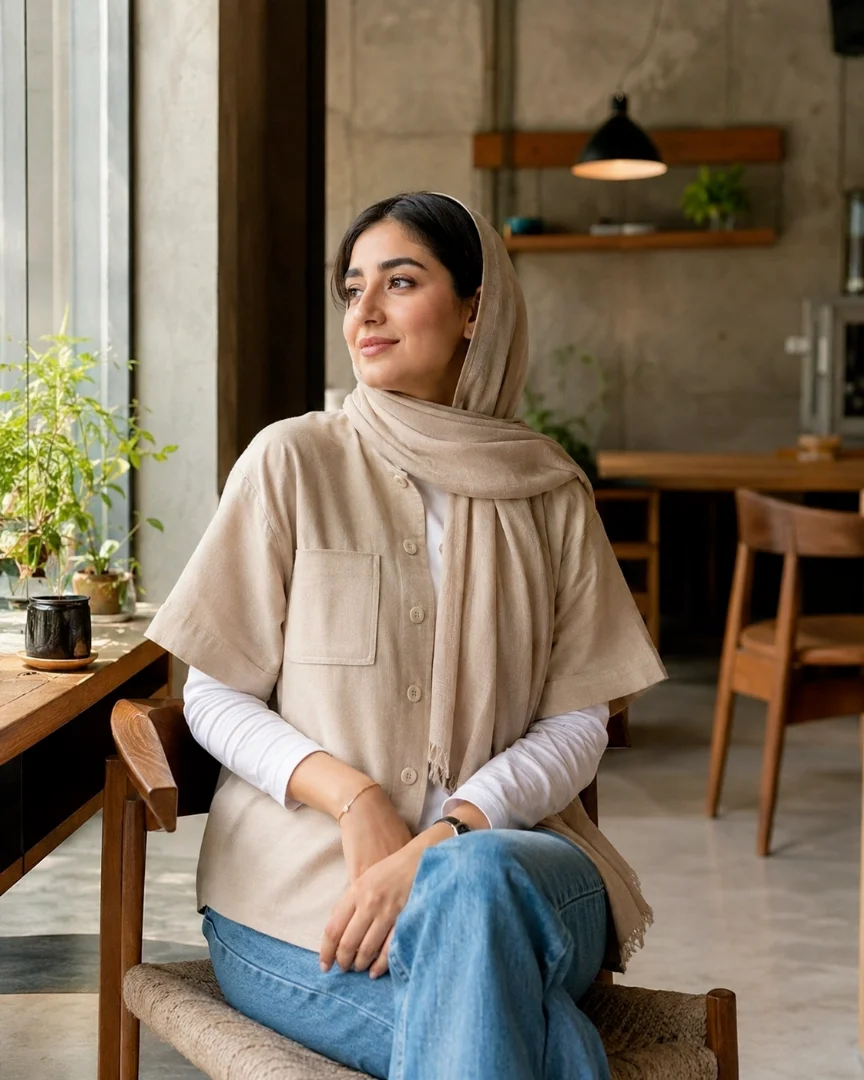 بلوز آستین کوتاه زنانه؛ انتخابی خنک، پوشیده و کاربردی برای روزهای گرم بلوز زنانه آستین کوتاه جیب دار رنگ بژ
