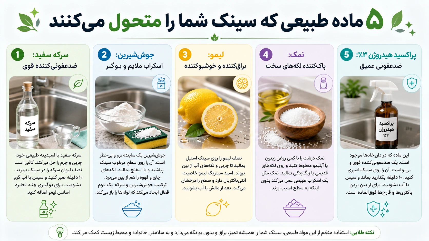 ۵ ماده طبیعی که سینک شما را متحول می‌کنند